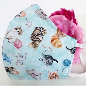 2/$20 Triple Layer Handmade Face Mask cat kitty